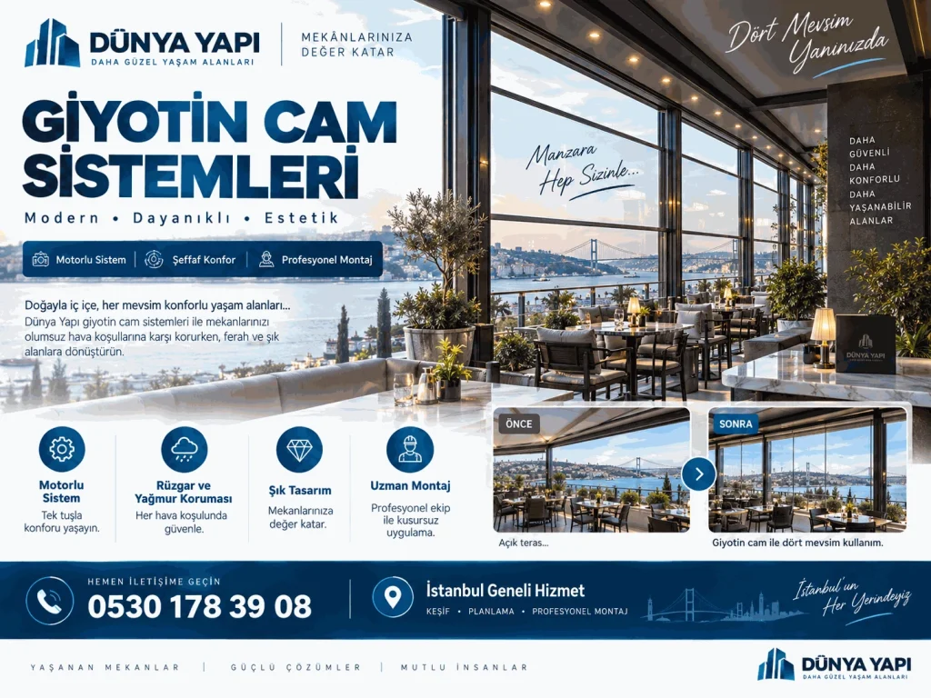Beylikdüzü Giyotin Cam Sistemleri